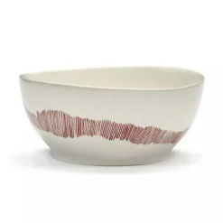 Serax Feast tableware by Ottolenghi Kom S 16cm H7,5cm Wit Swirl-Stripes Rood