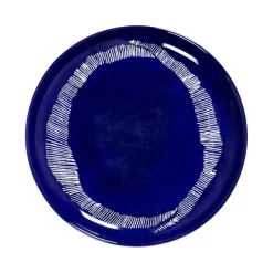 Serax Feast tableware by Ottolenghi Voorgerecht Bord M 22,5cm H2cm Lapis Lazuli Swirl-Stripes Wit