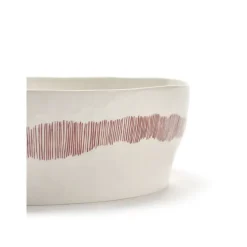 Serax Feast tableware by Ottolenghi Saladekom 28,5cm H9,5cm Wit Swirl-Stripes Rood