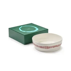 Serax Feast tableware by Ottolenghi Saladekom 28,5cm H9,5cm Wit Swirl-Stripes Rood