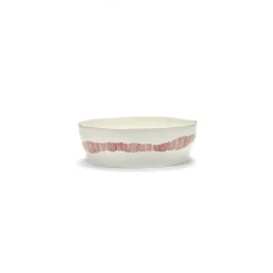 Serax Feast tableware by Ottolenghi Saladekom 28,5cm H9,5cm Wit Swirl-Stripes Rood