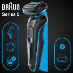 Series 5 51-B1200s Wet & Dry scheerapparaat met 1 opzetstuk, blauw.