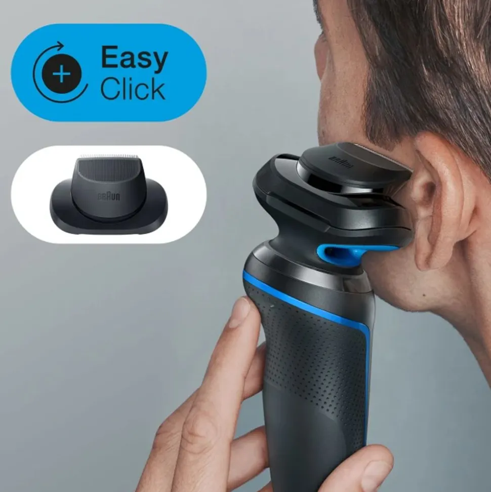 Series 5 51-B1200s Wet & Dry scheerapparaat met 1 opzetstuk, blauw.