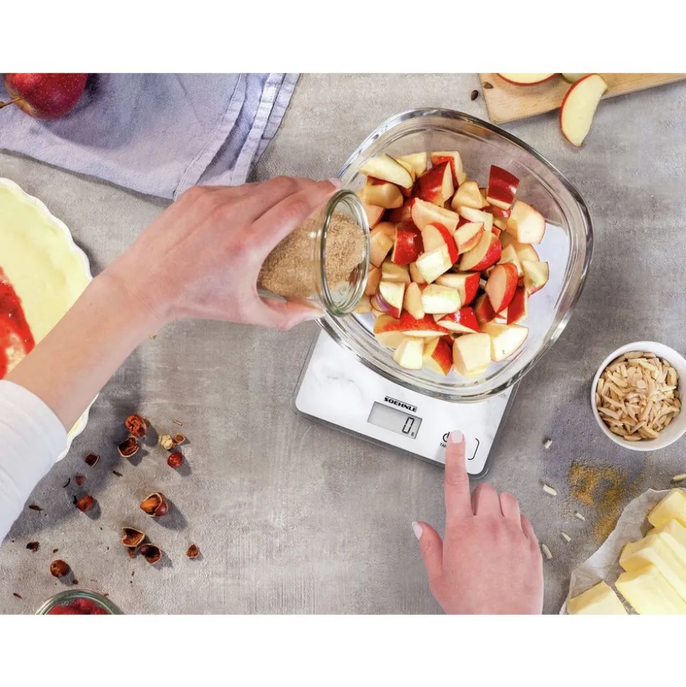 Soehnle Compact 300 Keukenweegschaal digitaal Marmer Wit