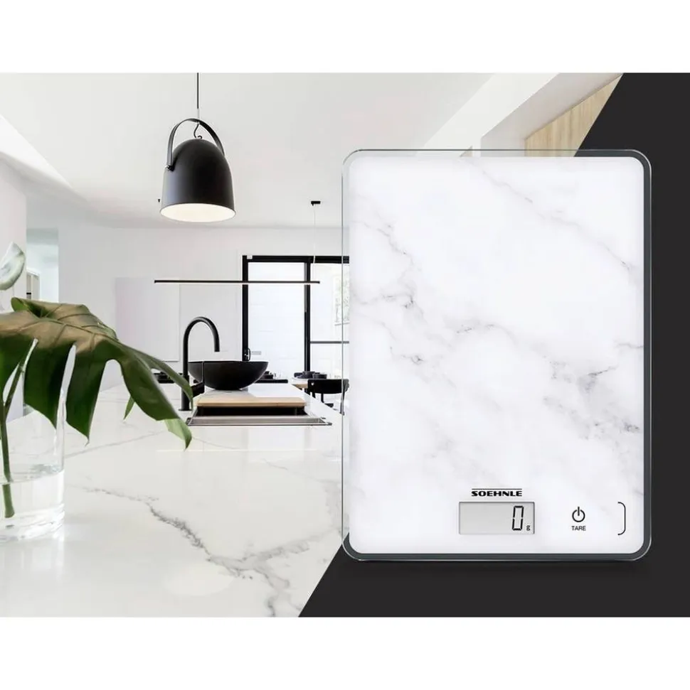 Soehnle Compact 300 Keukenweegschaal digitaal Marmer Wit