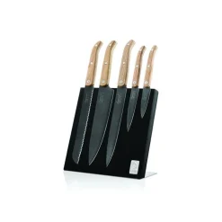 Style de Vie Innovation Line Messenset 5pcs Oak Stonewash Met Magnetisch Messenblok