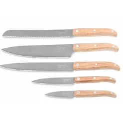 Style de Vie Innovation Line Messenset 5pcs Oak Stonewash Met Magnetisch Messenblok