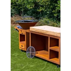VP-BG4 Houtgestookte Barbecue Cortenstaal met werkblad 103x100