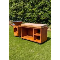 VP-BG4 Houtgestookte Barbecue Cortenstaal met werkblad 103x100