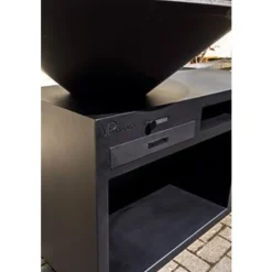 VP-BG3 Houtgestookte Barbecue Gegalvaniseerd met werkblad 130x100 Zwart
