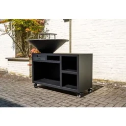 VP-BG3 Houtgestookte Barbecue Gegalvaniseerd met werkblad 130x100 Zwart
