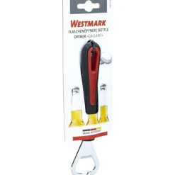 Westmark Gallant flesopener uit rvs en kunststof zwart en rood 17x4x2cm